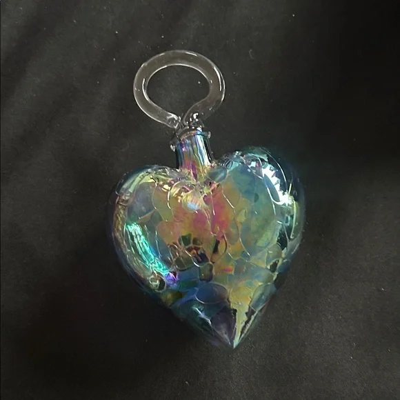 Iridescent Heart-Shaped Glass Ornament - Picture 3 of 5